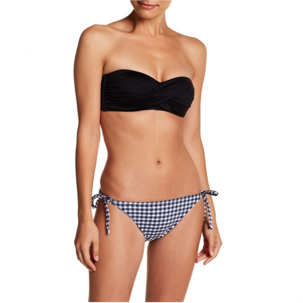 J. Crew Gingham String Bikini Bottom Navy/Ivory
